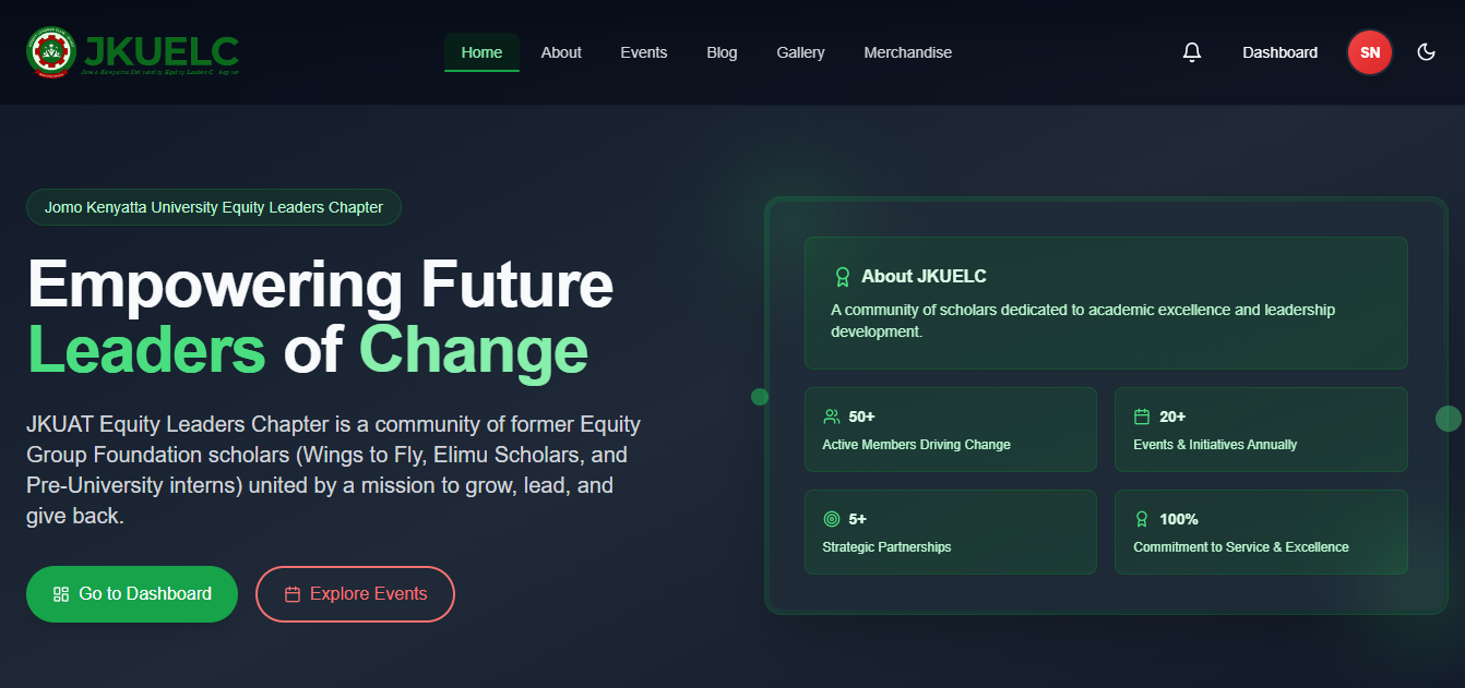 After - JKUAT Equity Leaders Chapter Web Application